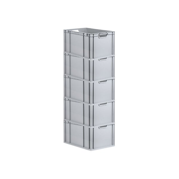 PROREGAL Spar Set 5x Eurobox Nextgen Economy Mit Scharnierdeckel & Roten Schiebeschnappverschlüssen Griffe Offen HxBxT 32 x 40 x 60 cm 65 Liter