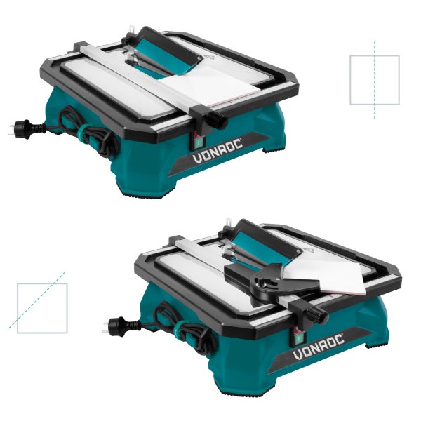 VONROC Fliesenschneider 650W -180mm - Integrierter Wassertank - extra große Edelstahl-Arbeitsplatte