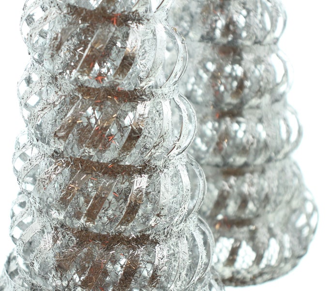 FRANK FLECHTWAREN | Tanne Silbersternchen, 2er Set, GH 30 cm, METALL, KUNSTSTOFF