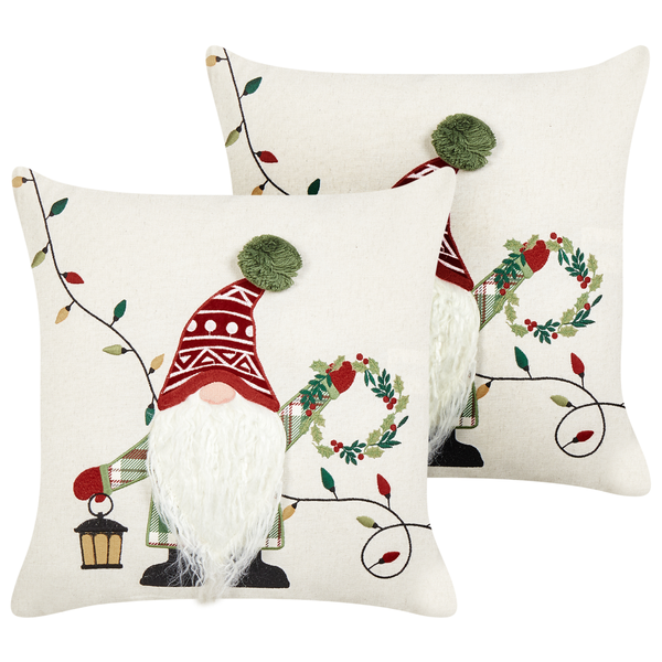 Dekokissen 2er Set GNOME Baumwolle 45 x 45 cm Weiß Weihnachtsmotiv