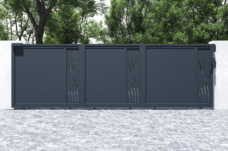 Schiebetor 5m VELETA H.160 graues Aluminium