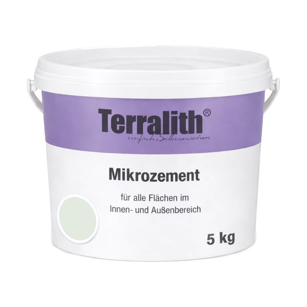 Terralith Mikrozement, 5 Kilogramm Eimer für alle Flächen im Innen- und Außenbereich.