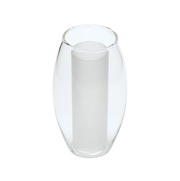 Ovale Glasvase mit zylindrischem, mattiertem Innenteil.