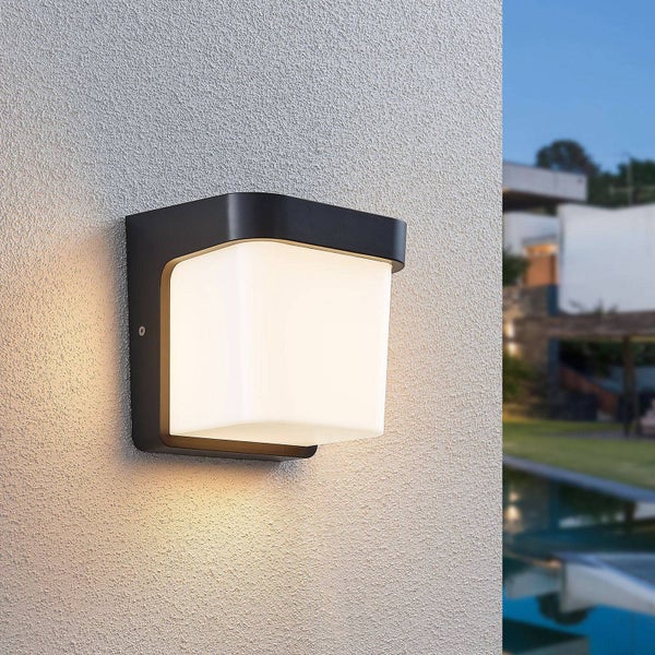 Lindby LED Wandleuchte außen Adenike (spritzwassergeschützt (Modern) in Schwarz (1 flammig, ) - Außenwandleuchten Wandlampe Led Außenlampe Outdoor für