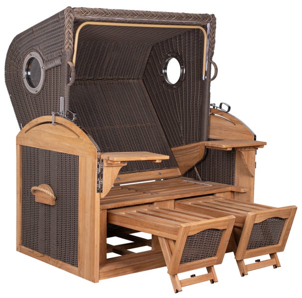 Strandkorb Horum XL Teak PE grey Dessin 570