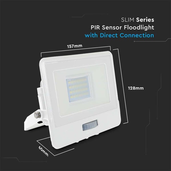 Flutlichtstrahler mit PIR Sensor und direkter Verbindung, 157 mm breit, 128 mm hoch, 60 mm tief