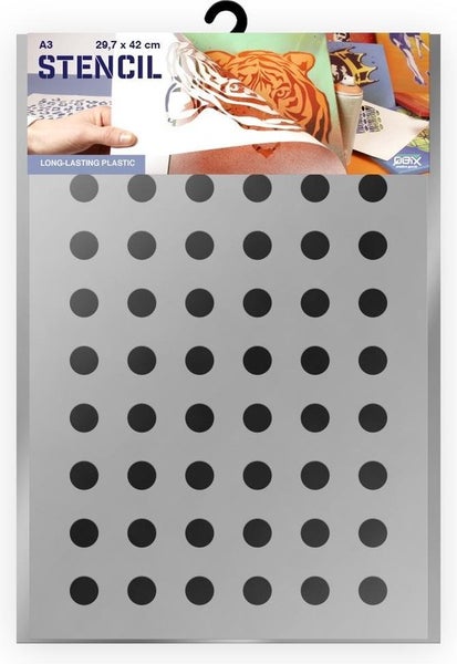 QBIX Dots Muster Vorlage A3 Größe Kunststoff - Ausschnitt 20cm breit