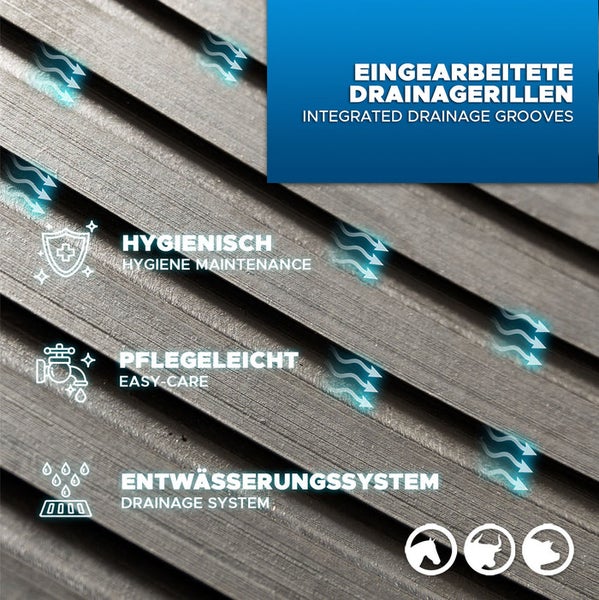 FLOORDIREKT Puzzle-Stallmatte aus Gummi Pontiac - Stallboden - Wasserbeständige Bodenmatte - 122 x 182 cm - Vierseitiges Interlocking