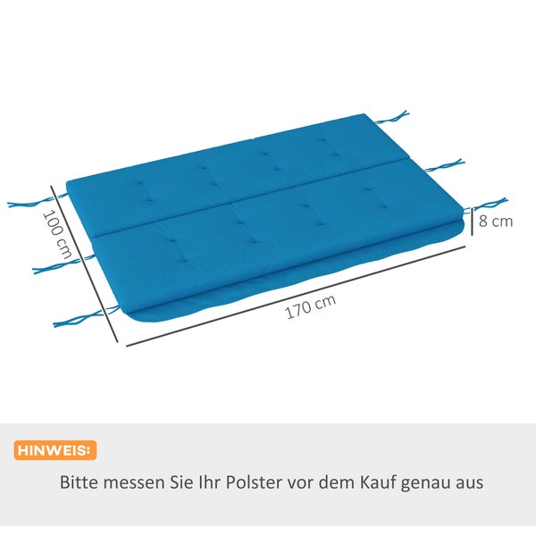 Outsunny Auflagen-Set für Hollywoodschaukel,  Stuhlkissen, Polyesterstoff, 3D vertikaler Schaumstoff, Schaumstoff, 170 cm, Blau