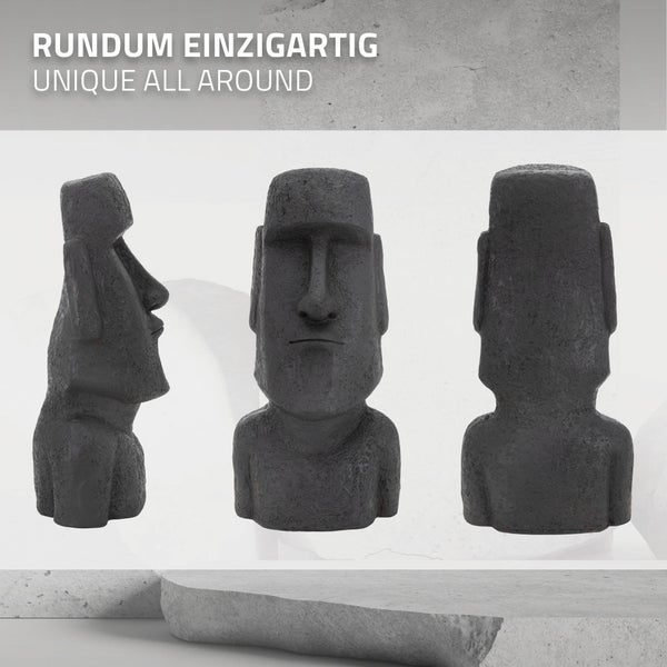 ECD Germany Moai Figur Rapa Nui Kopf 78cm hoch, Anthrazit, aus wetterfestem Steinguss Kunstharz, Osterinsel Statue als Dekoration für Haus & Garten, Gartenfigur Dekofigur, Skulptur für Innen und Außen