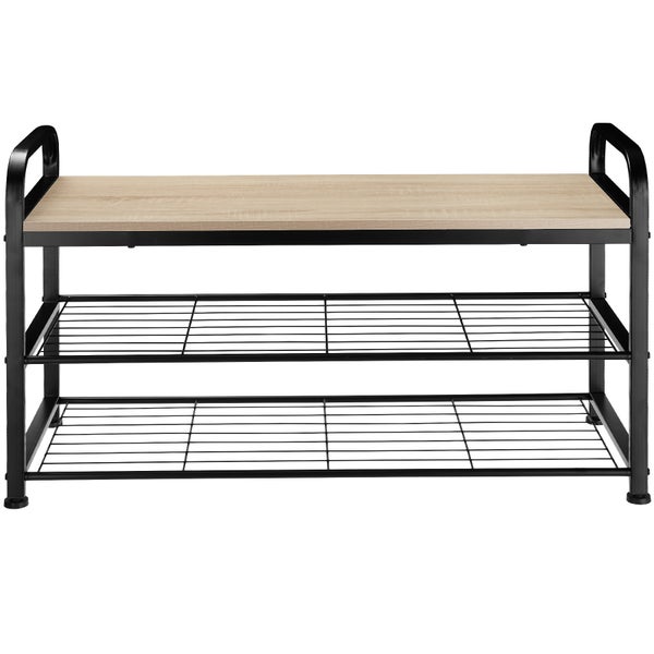Schuhregal tectake Southampton 91 x 36 x 55 cm Industrial Style Industrial Holz hell, Eiche Sonoma