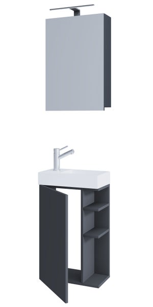 2-tlg Gäste WC Bad Waschtisch Lumia Spiegelschrank