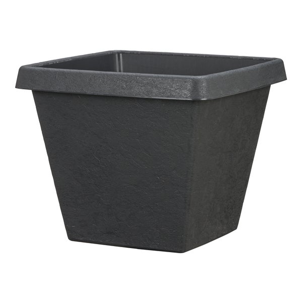 Scheurich Stones Square 35, Pflanzgefäß/Blumentopf/Pflanzenkübel, eckig,  aus Kunststoff Farbe: Anthracite, 34 cm Durchmesser, 27,5 cm hoch, 16 l Vol.