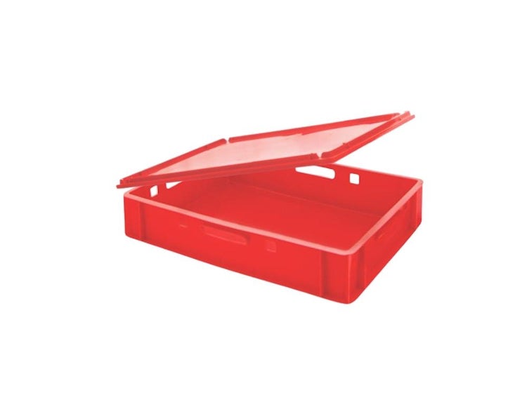 PROREGAL SuperSparSet 8 x Eurobehälter Fleischerkasten E1 Mit Auflagedeckel HxBxT 12,5 x 40 x 60 cm 25 Liter Rot Fleischerkiste Fleischkiste