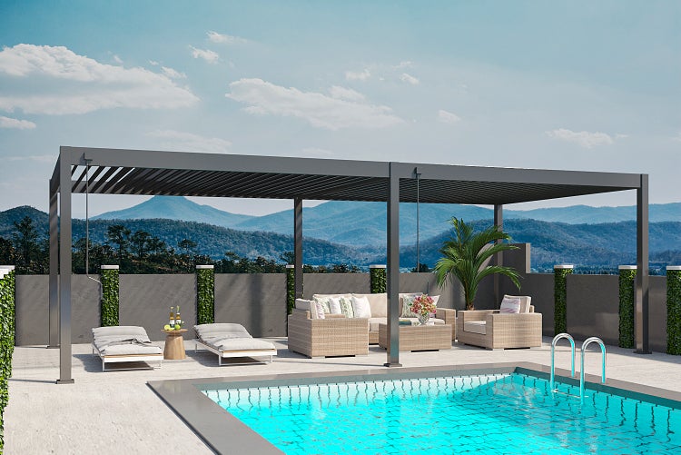 Weide Deluxe Plus Aluminium Pavillon 4 x 8 M Anthrazit Pergola Freistehend