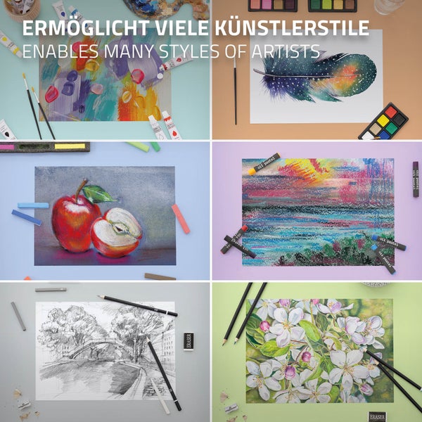 ECD Germany Zeichenset Malset 112 teilig, zum Zeichnen und Malen, Malkoffer aus Holz, für Kinder/Erwachsene, Buntstifte, Öl- und Acrylfarben, Malkreiden, Wasserfarben, Künstlerset Künstler Zubehör Set