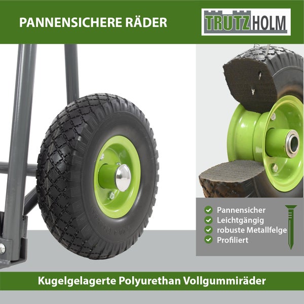 Trutzholm pannensichere kugelgelagerte Polyurethan Vollgummiräder mit profilierter Lauffläche und robuster Metallfelge für Sackkarren