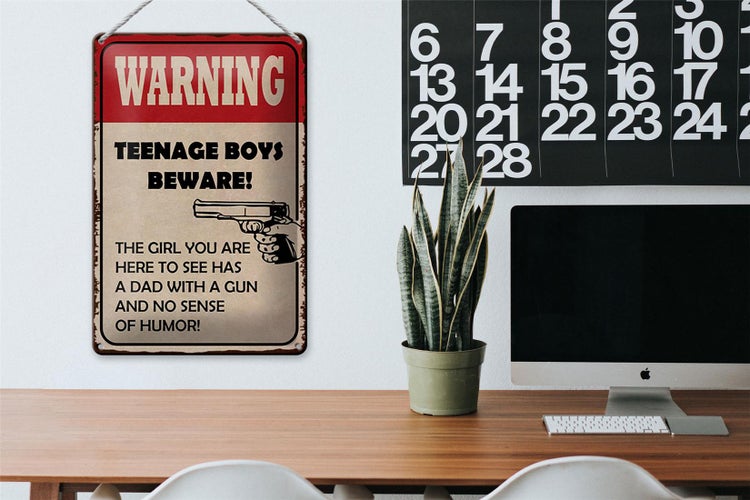 Blechschild Spruch 20x30cm warning teenage boys beware