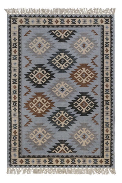 Kelim Teppich Hellblau aus Wolle Blancard Green Looop 80x150 cm