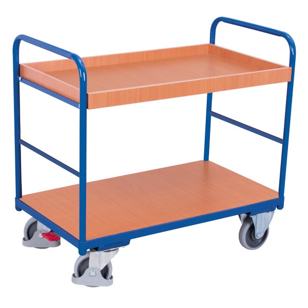 Servierwagen mit zwei Ablageflächen und Rollen