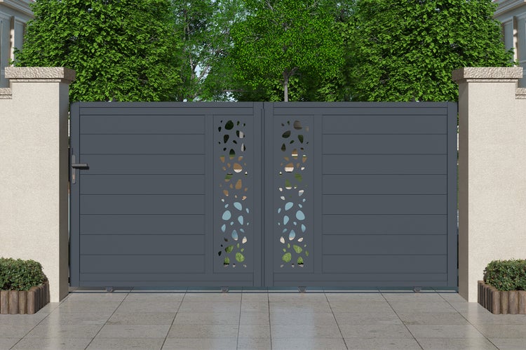 Schiebetorpaket SUNNY 300C140 + 2 EIFEL-Pfosten H.166cm Grau