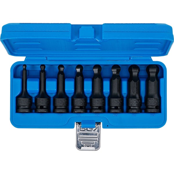 BGS Kraft-Bit-Einsatz-Satz Länge 75 mm Antrieb Innenvierkant 12,5 mm (1/2) Innensechskant mit Kugelkopf 6 - 19 mm 8tlg. - 5488
