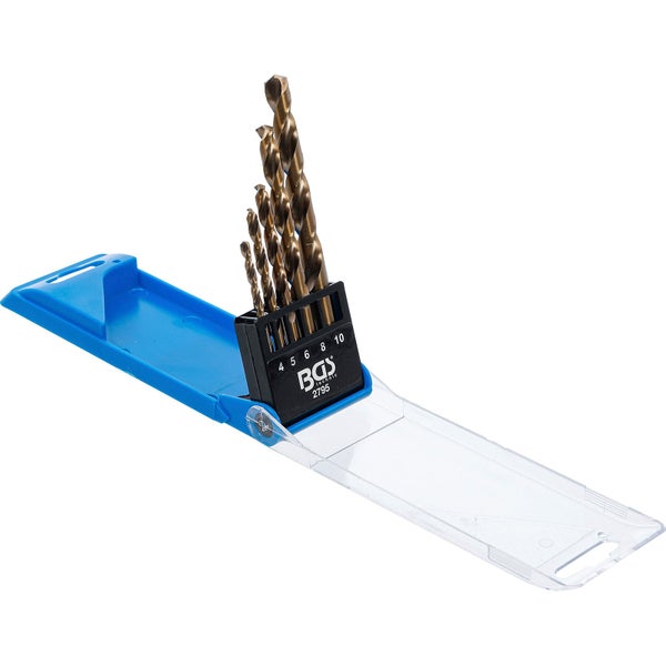 Bohrer Set mit verschiedenen Größen in einem blauen Kunststoffkoffer