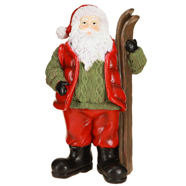 Dekorative Weihnachtsmannfigur mit Skiern
