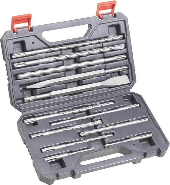 kwb SDS-Plus Hammer Meißel-Set, 12-teiliger Stein-u. Betonbohrer Satz im Kunstoff-Koffer, Bohrer-und Meißelset, groß