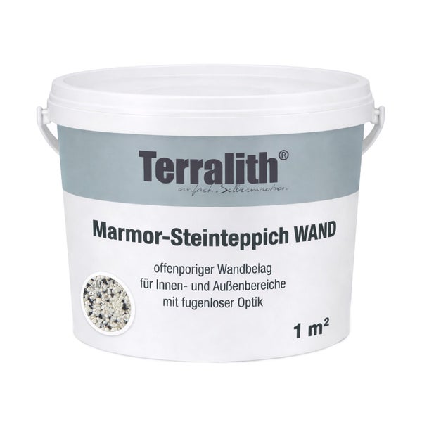 Terralith Marmor-Steinteppich für Wände im Innen- und Außenbereich, fugenlose Optik, 1 Quadratmeter.