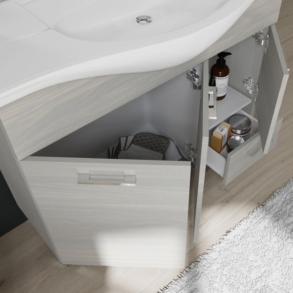 Bodenstehends Badmöbelset mit Beleuchtung und Hängeschrank, 106 cm | Rimini