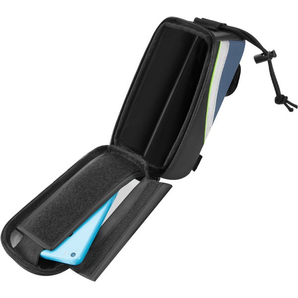 Offene Fahrradrahmentasche mit Smartphone