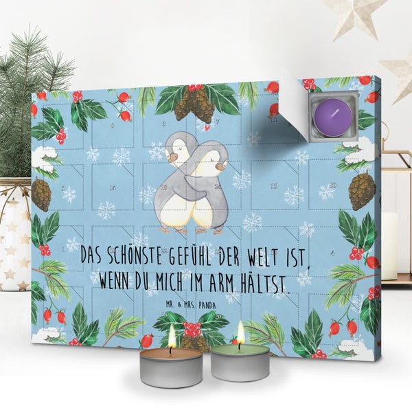 Mr. & Mrs. Panda Duftkerzen Adventskalender Pinguine Kuscheln - Blau Pastell