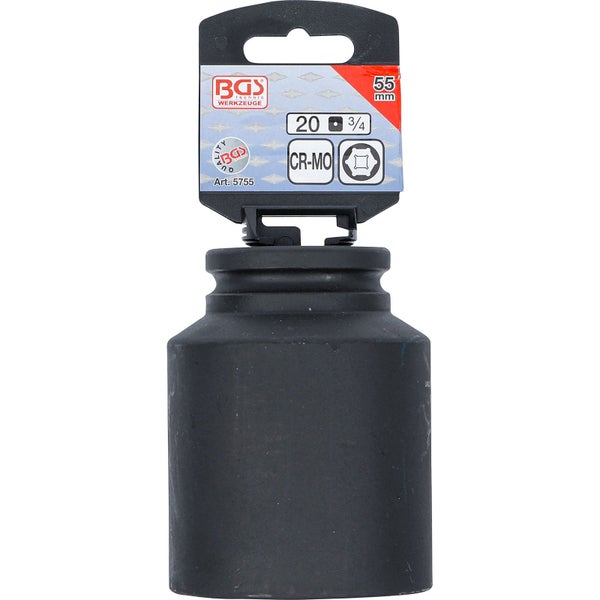 BGS Kraft-Steckschlüssel-Einsatz Sechskant tief Antrieb Innenvierkant 20 mm (3/4) SW 55 mm - 5755