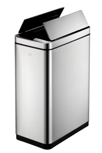 PROREGAL Stilvoller Sensor Abfalleimer Aus Gebürstetem Edelstahl 40 Liter HxBxT 66 x 27 x 46 cm Silber