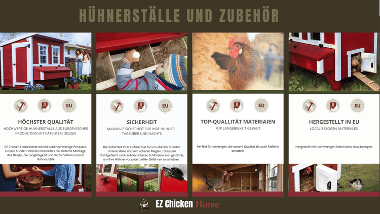 Großer Hühnerstall  EZ Chicken Home 2,85m²  188 x 152 x 184 cm Beige hergestellt in EU