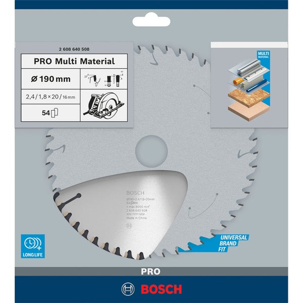Bosch PRO Multi Material Kreissägeblatt 190 x 2,4 x 20 mm - 2608640508