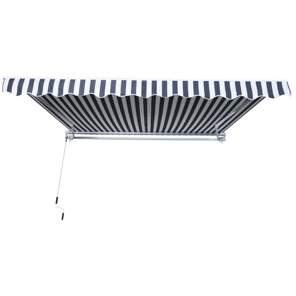 Outsunny Markise, Gelenkarmmarkise, 3,5 x 2,5 m, Alu Polyester, Grau+Weiß