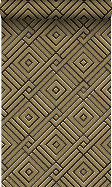 Origin Wallcoverings Tapete 3D grafisches Motiv Gold und Schwarz - 50 x 900 cm - 347979