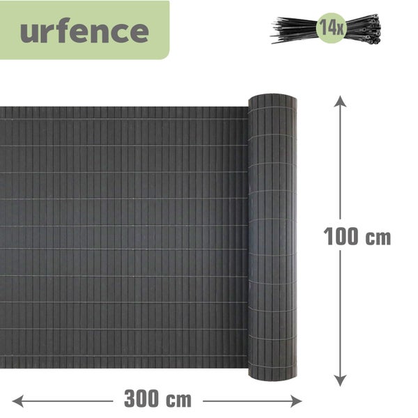 urfence Stabil & Wetterfest: 100x300 PVC Sichtschutzmatte - Wind- und Sichtschutz Balkon Terrasse - Garten Sichtschutzzaun Kunststoff Zaunmatten - Balkonsichtschutz 90cm hoch - Terrassen Windschutz