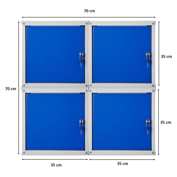 PROREGAL Mega Deal 4x Schließfachwürfel Cubic HxBxT 35 x 35 x 35 cm Grau-Blau