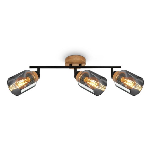 Spotlight, with wood, smoked glass, 3xE27/max.10W