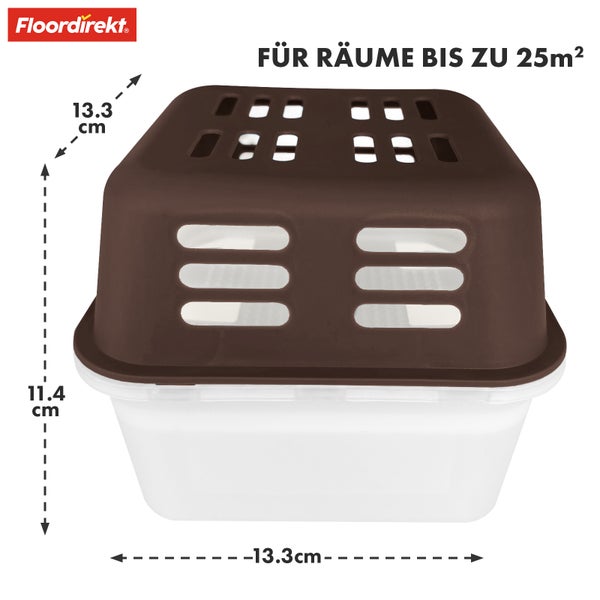 FLOORDIREKT Luftentfeuchter im 4er Set - Nachfüllbare & wiederverwendbare Raumentfeuchter - Kuki - Braun