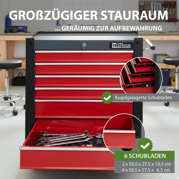 TrutzHolm Werkzeugwagen mit sechs Schubladen und kugelgelagerten Schubladen