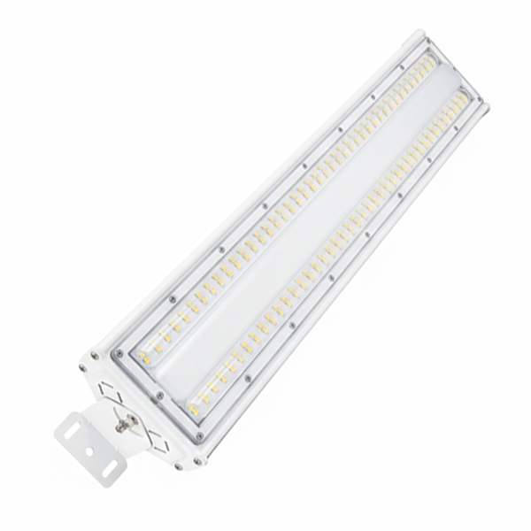 LED Hallenstrahler in flacher Bauform mit Montagebügel und vielen integrierten Leuchtdioden.