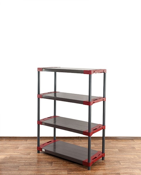 PROREGAL Kunststoffregal Big Grey Bear Low HxBxT 138 x 110 x 46 cm Fachlast 160 kg Grau/Rot