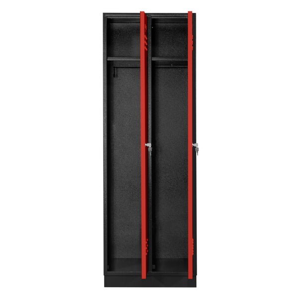 PROREGAL Garderobenschrank Ermine mit 2 Türen | HxBxT 178x60x50cm | Anthrazitgrau/Feuerrot | Spind, Aufbewahrungsspind, Arbeitsschrank