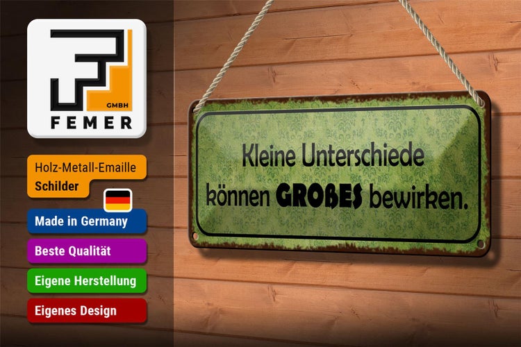 Blechschild Spruch 27x10cm keine Unterschiede Großes Dekoration