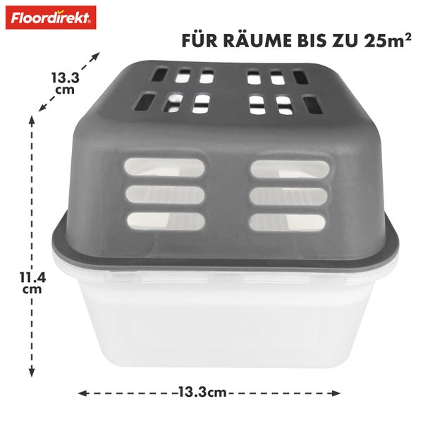 FLOORDIREKT Luftentfeuchter im 4er Set - Nachfüllbare & wiederverwendbare Raumentfeuchter - Kuki - Grau