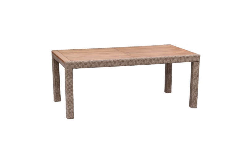 Gartentisch, ausziehbar, 180 (240) x 100 cm, Aluminium/Polyrattan/Akazie
